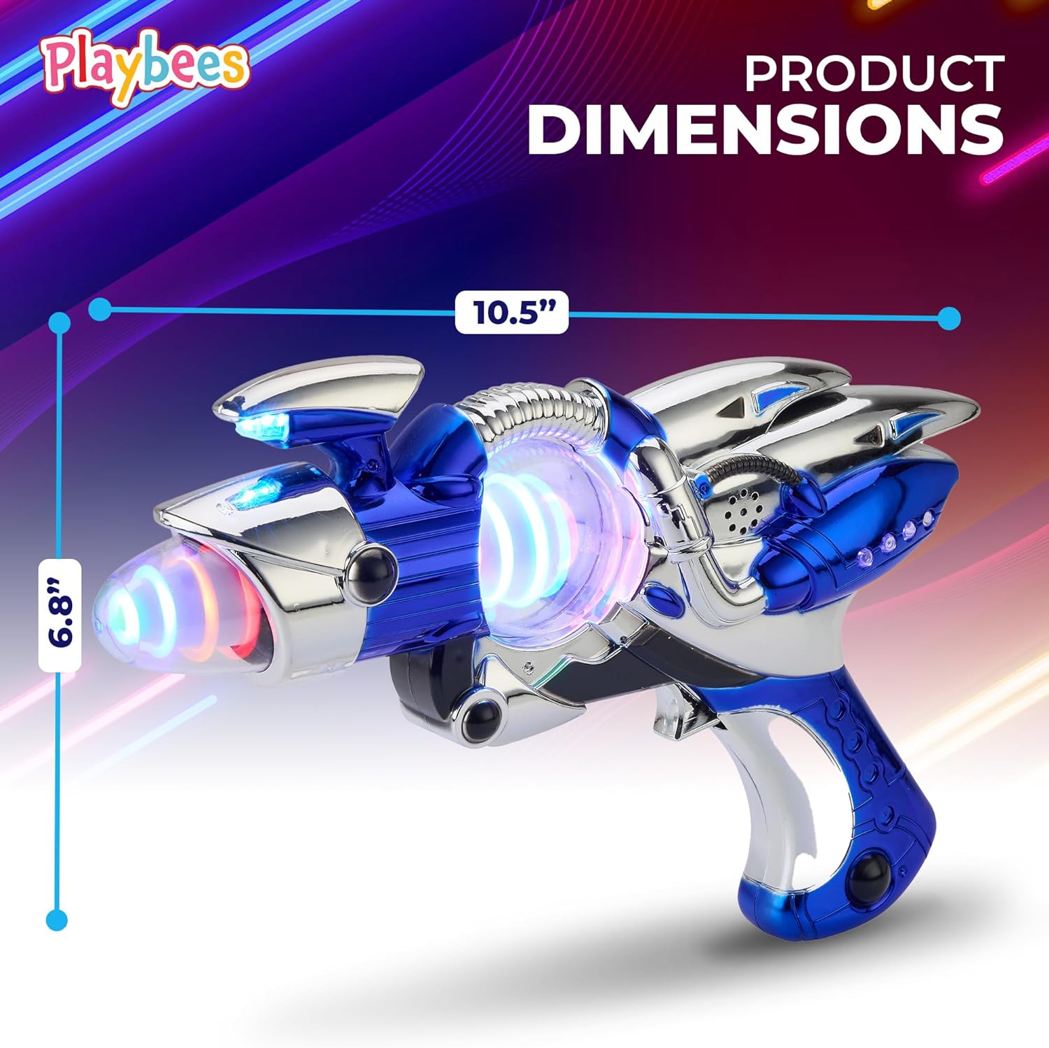 Light-Up Noise Blaster - Red & Blue 2 Pack - 11.5 Inches - Super Spinning Space Sound Effects
