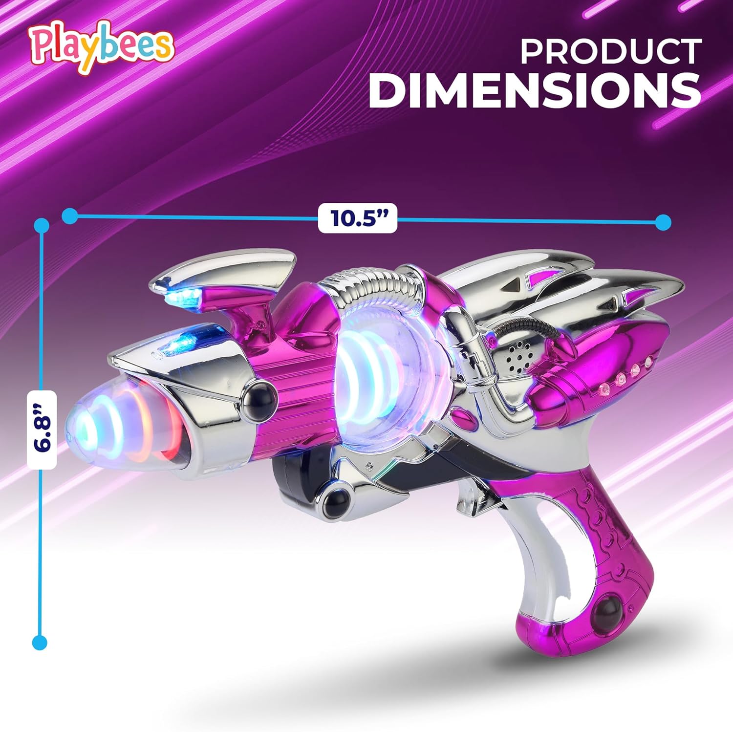 Light-Up Noise Blaster - Pink - 11.5 Inches - Super Spinning Space Sound Effects
