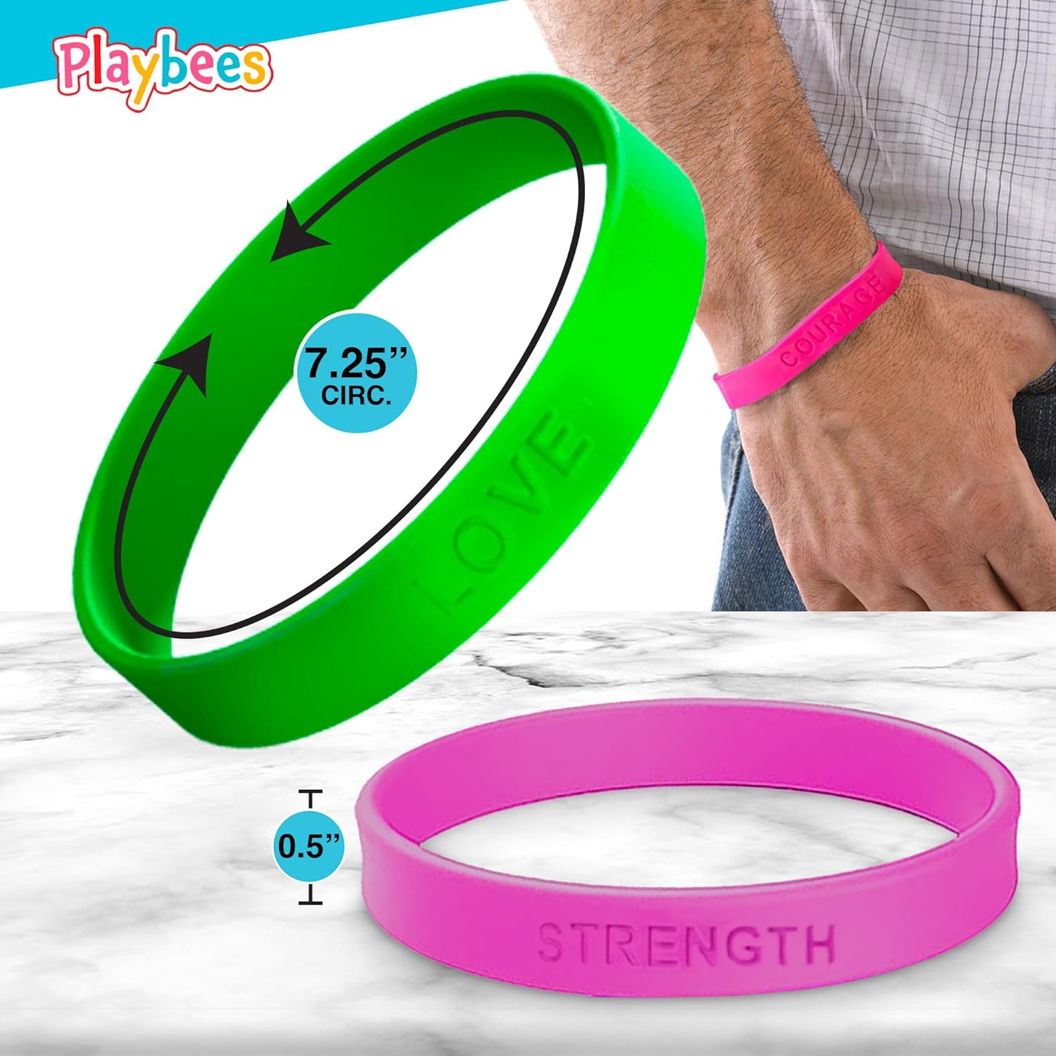 Rubber Bracelets with Sayings - 24 Pack - Assorted Colors - Motivational Wristbands - Inspirational Messages