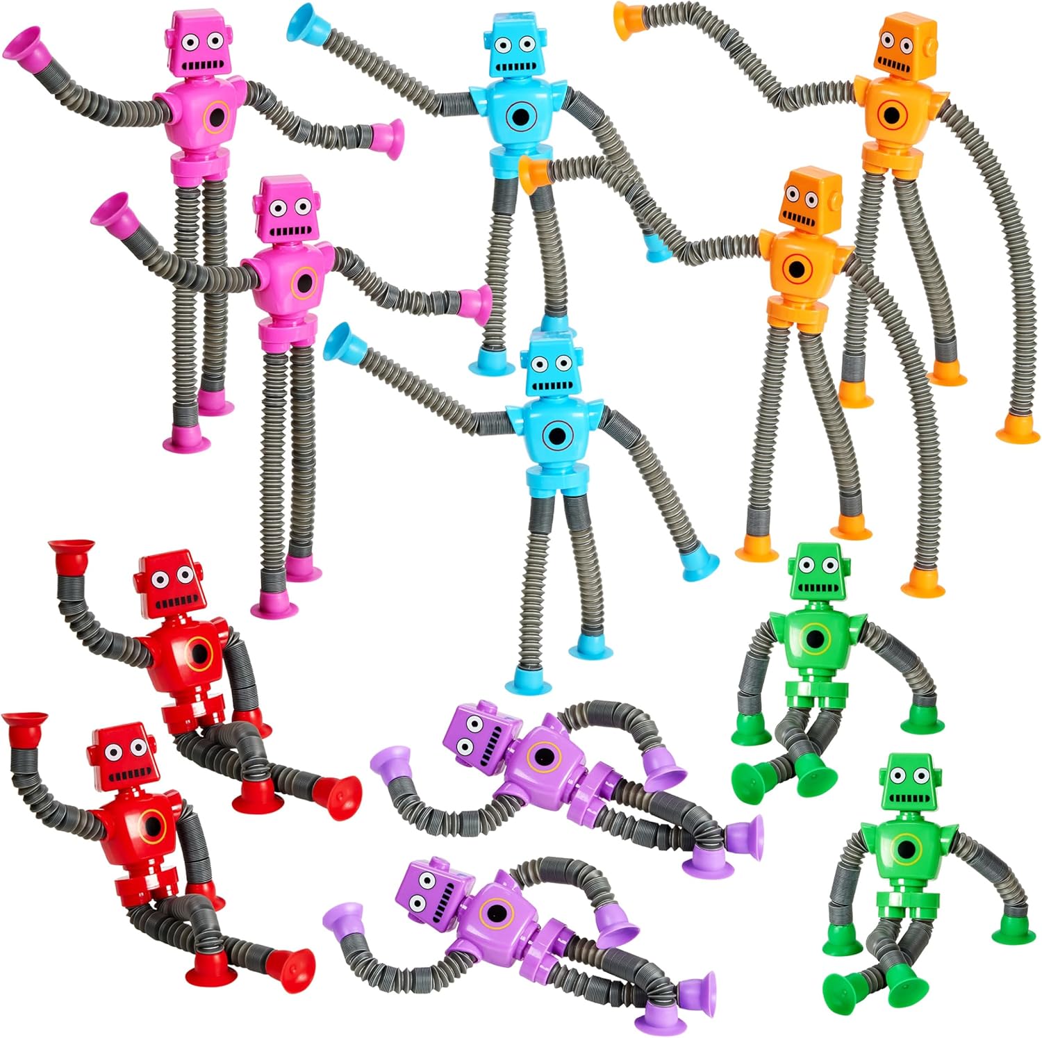 Telescopic Suction Cup Robot Toys 12-Pack Robot Party Favors