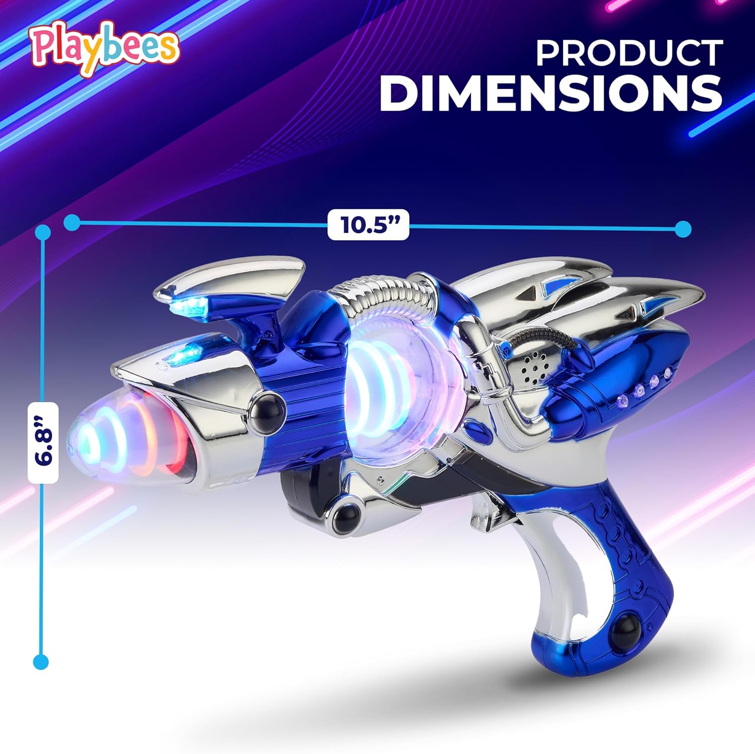 Light-Up Noise Blaster - Blue - 11.5 Inches - Super Spinning Space Sound Effects