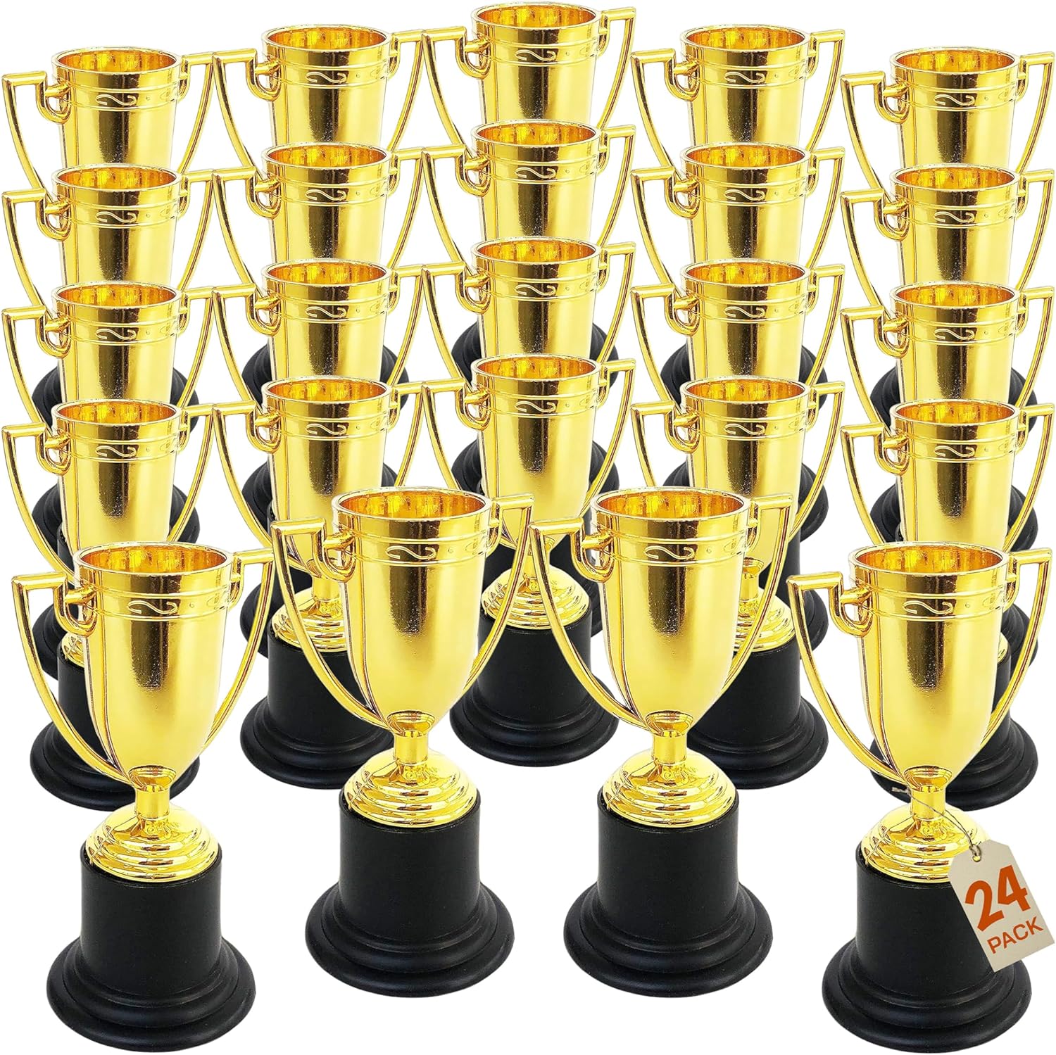 Plastic Golden Cup Trophy for Kids - 24 Pack - 4 Inch Achievement Prize Awards