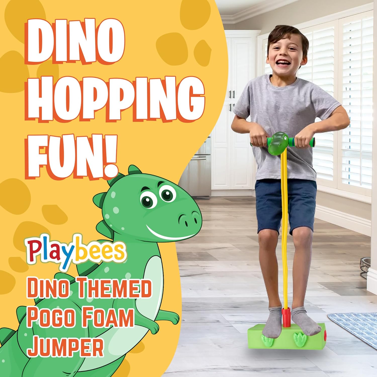 T-Rex Foam Pogo Stick - Jumper for Kids 3-7 Years - Dinosaur Themed Bungee Pogo Stick