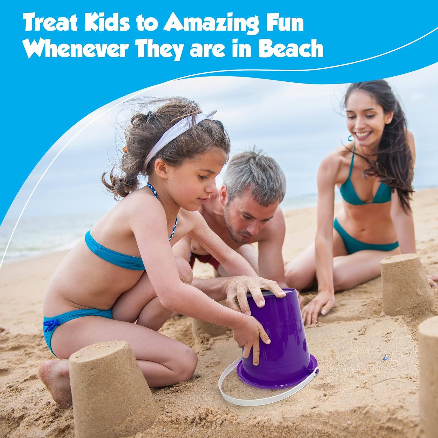 Beach Sand Toy Set - 12 Sets of Buckets and Shovels - 4.25 Inches - Sand Castle Beach Mold Pails