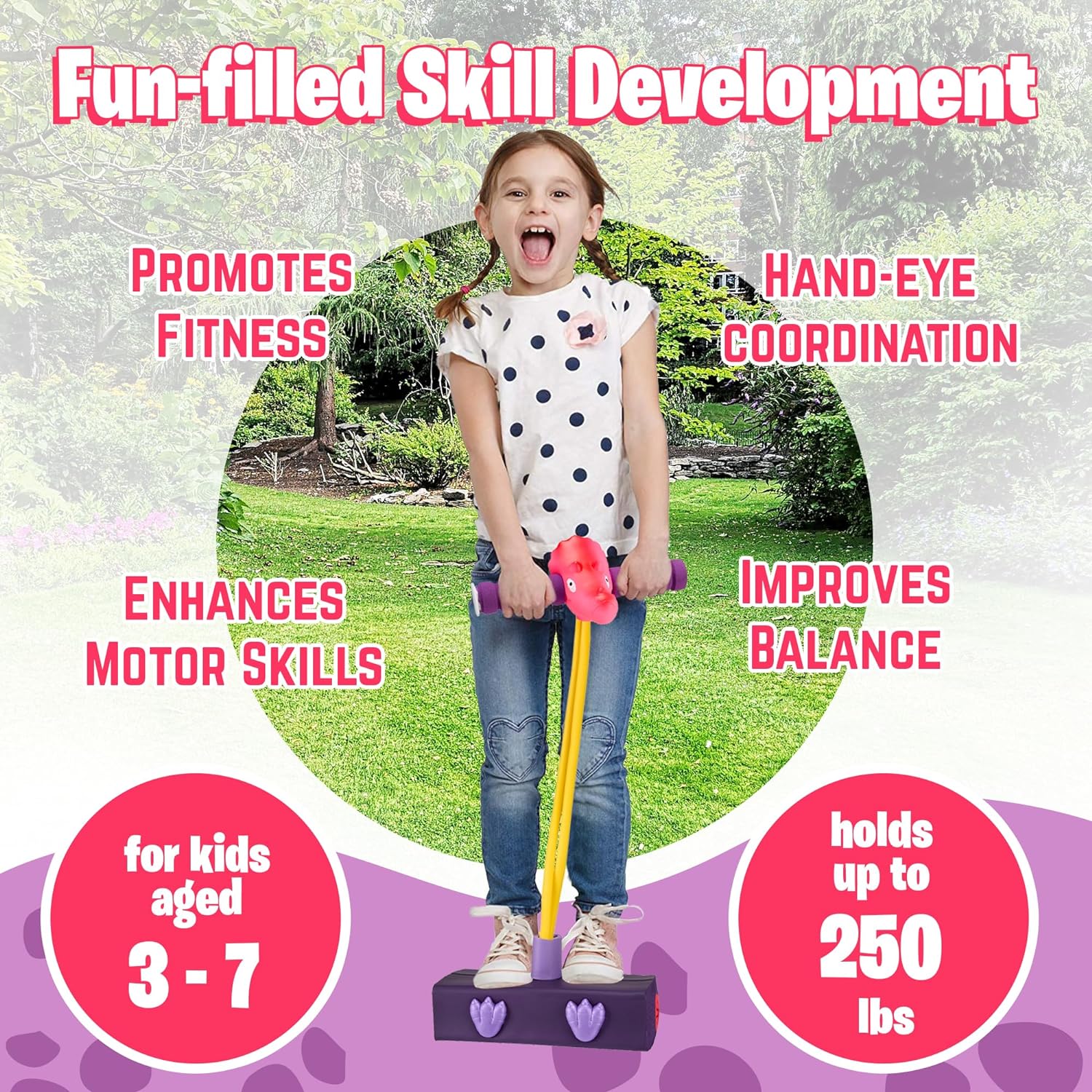 Triceratops Foam Pogo Stick - Jumper for Kids 3-7 Years, Dinosaur Themed Bungee Pogo Stick