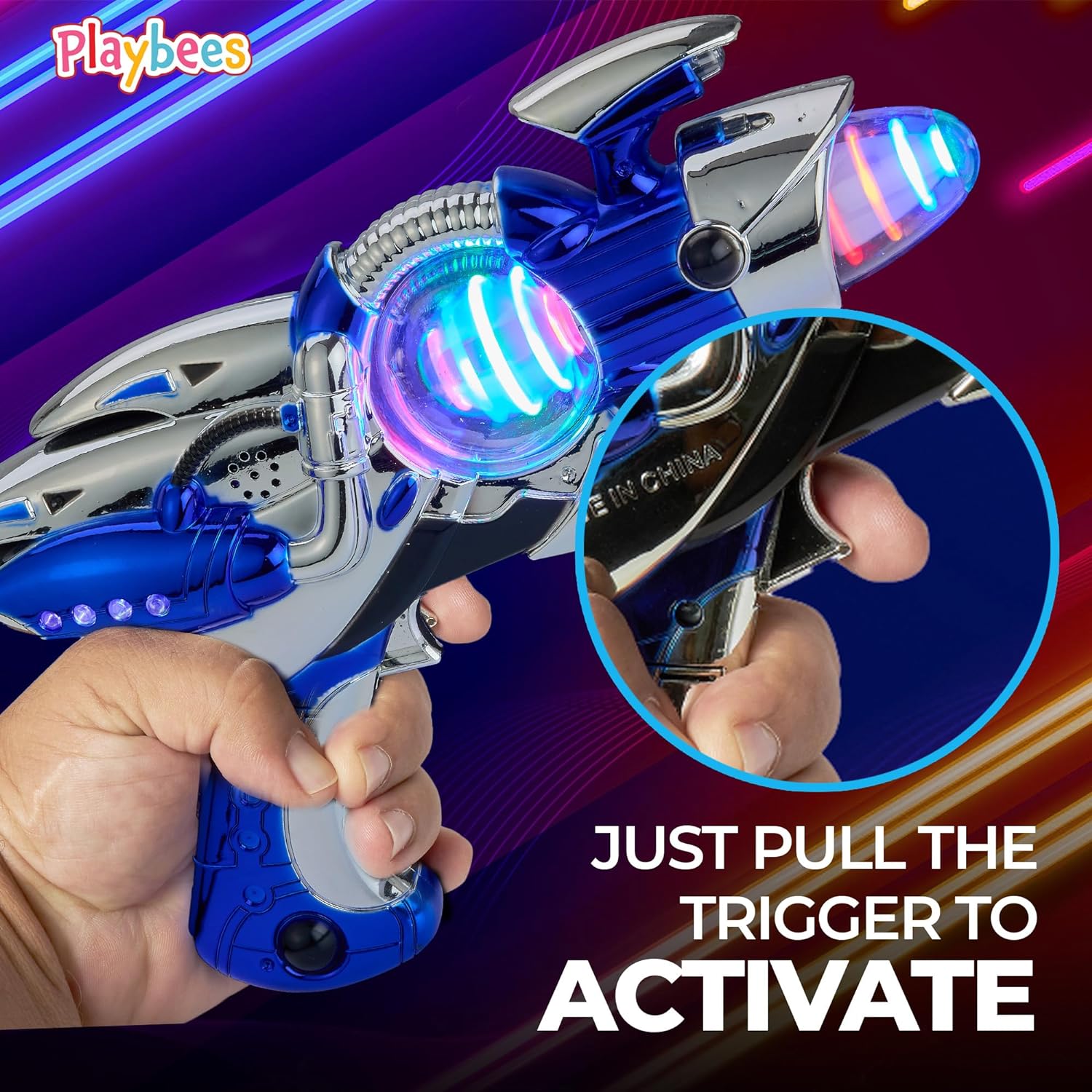 Light-Up Noise Blaster - Red & Blue 2 Pack - 11.5 Inches - Super Spinning Space Sound Effects