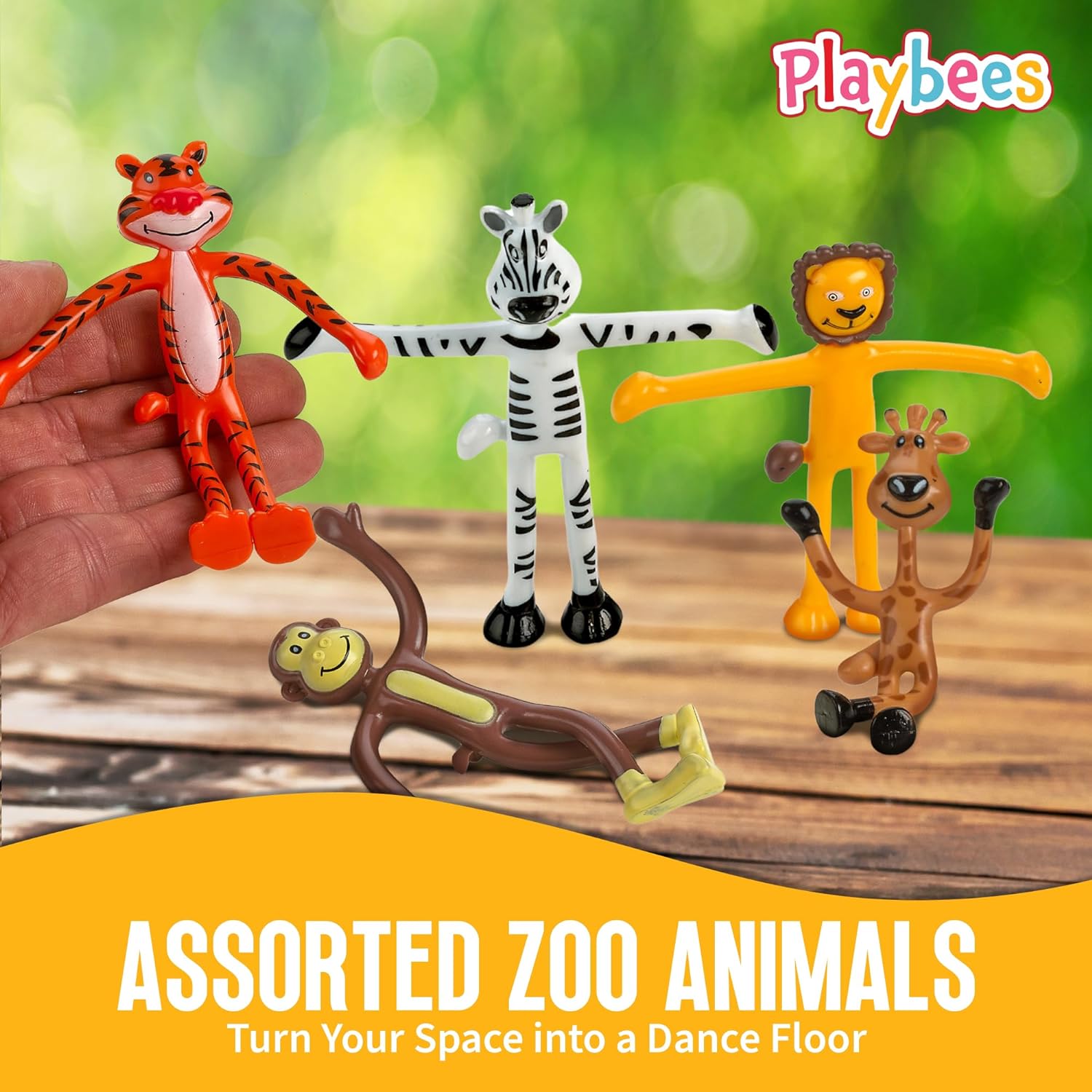 Bendable Zoo Animal Toys - 24 Pack - Durable Plastic Jungle Animals Figures - Engaging & Bendable Toys