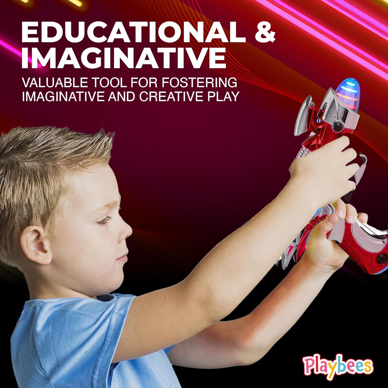 Light-Up Noise Blaster - Red - 11.5 Inches - Super Spinning Space Sound Effects
