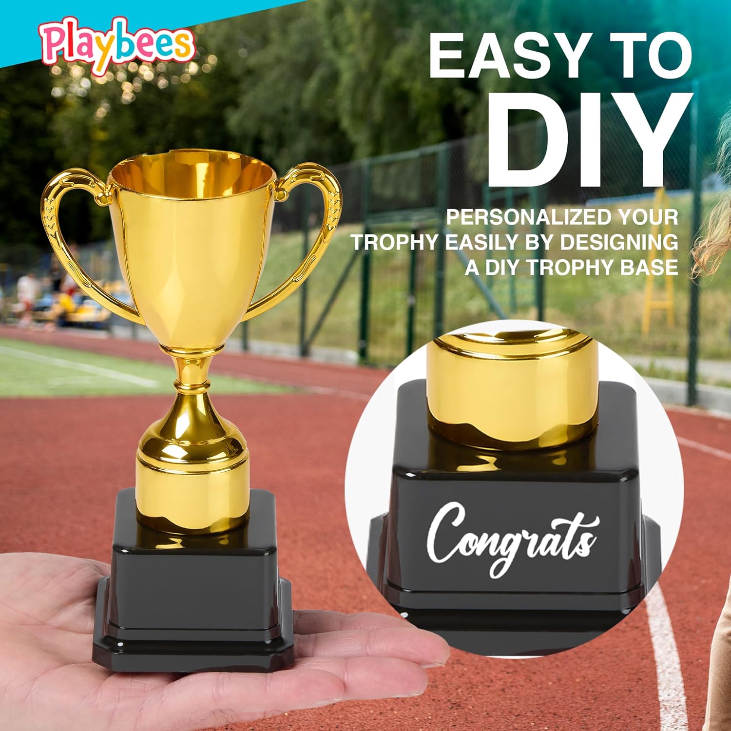 Fun Gold Plastic Trophies - 3 Pack - 7 Inch - Award Trophy Cup Set