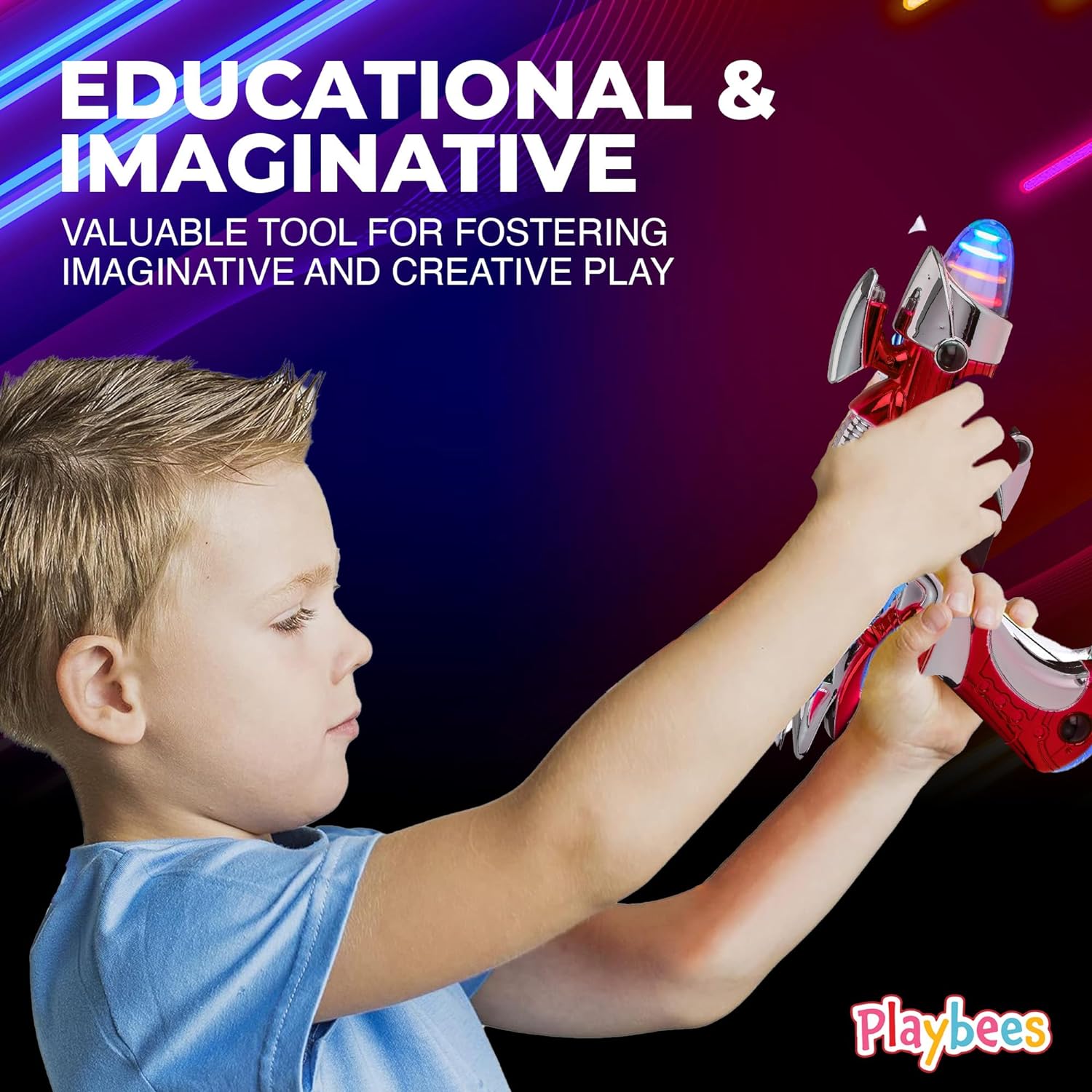 Light-Up Noise Blaster - Red & Blue 2 Pack - 11.5 Inches - Super Spinning Space Sound Effects