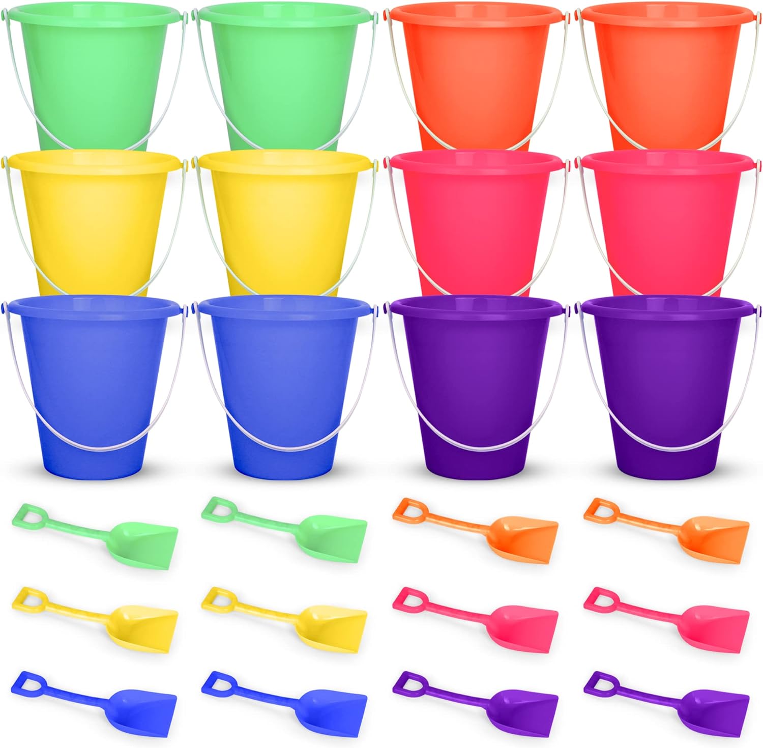 Beach Sand Toy Set - 12 Sets of Buckets and Shovels - 4.25 Inches - Sand Castle Beach Mold Pails