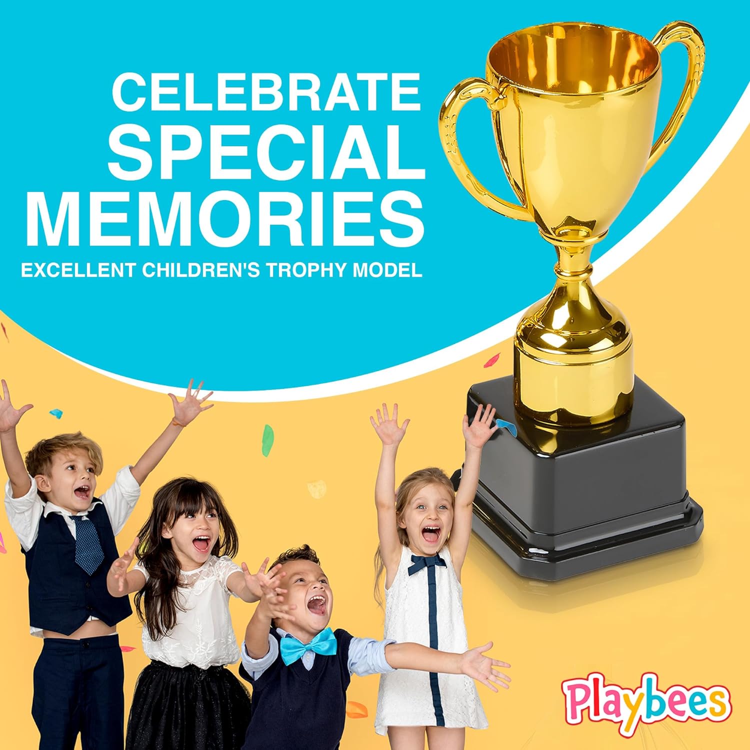 Fun Gold Plastic Trophies - 3 Pack - 7 Inch - Award Trophy Cup Set