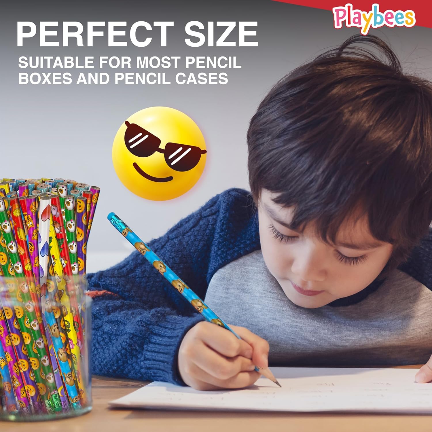 Emoticon Pencils - 72 Pack - Fun & Vibrant Writing Tools with Erasers - Assorted Emote Designs