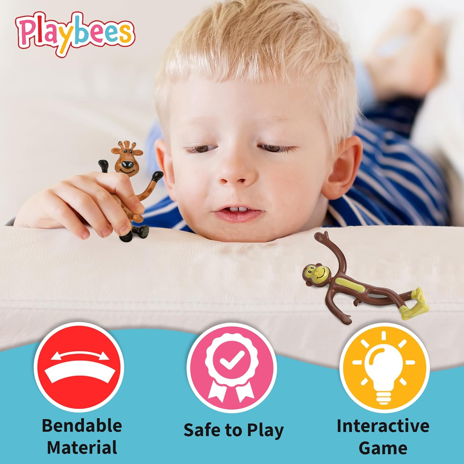 Bendable Zoo Animal Toys - 24 Pack - Durable Plastic Jungle Animals Figures - Engaging & Bendable Toys