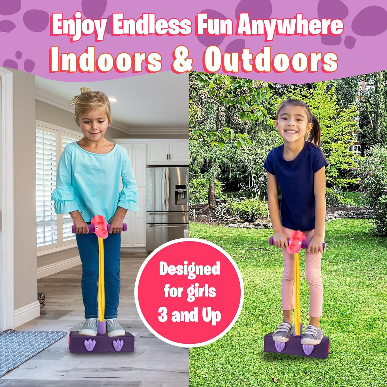 Triceratops Foam Pogo Stick - Jumper for Kids 3-7 Years, Dinosaur Themed Bungee Pogo Stick