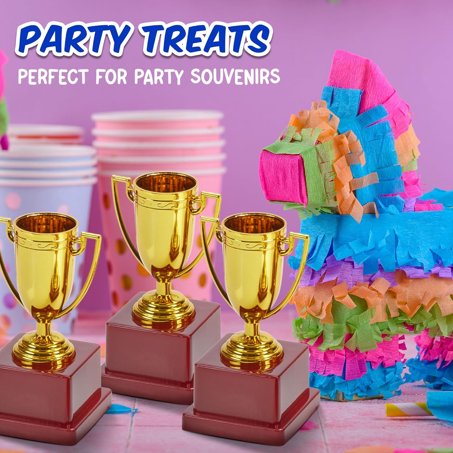 4 Inch Gold Cup Trophy - 12 Pack with Square Bottom - Ideal Achievement Prize Awards