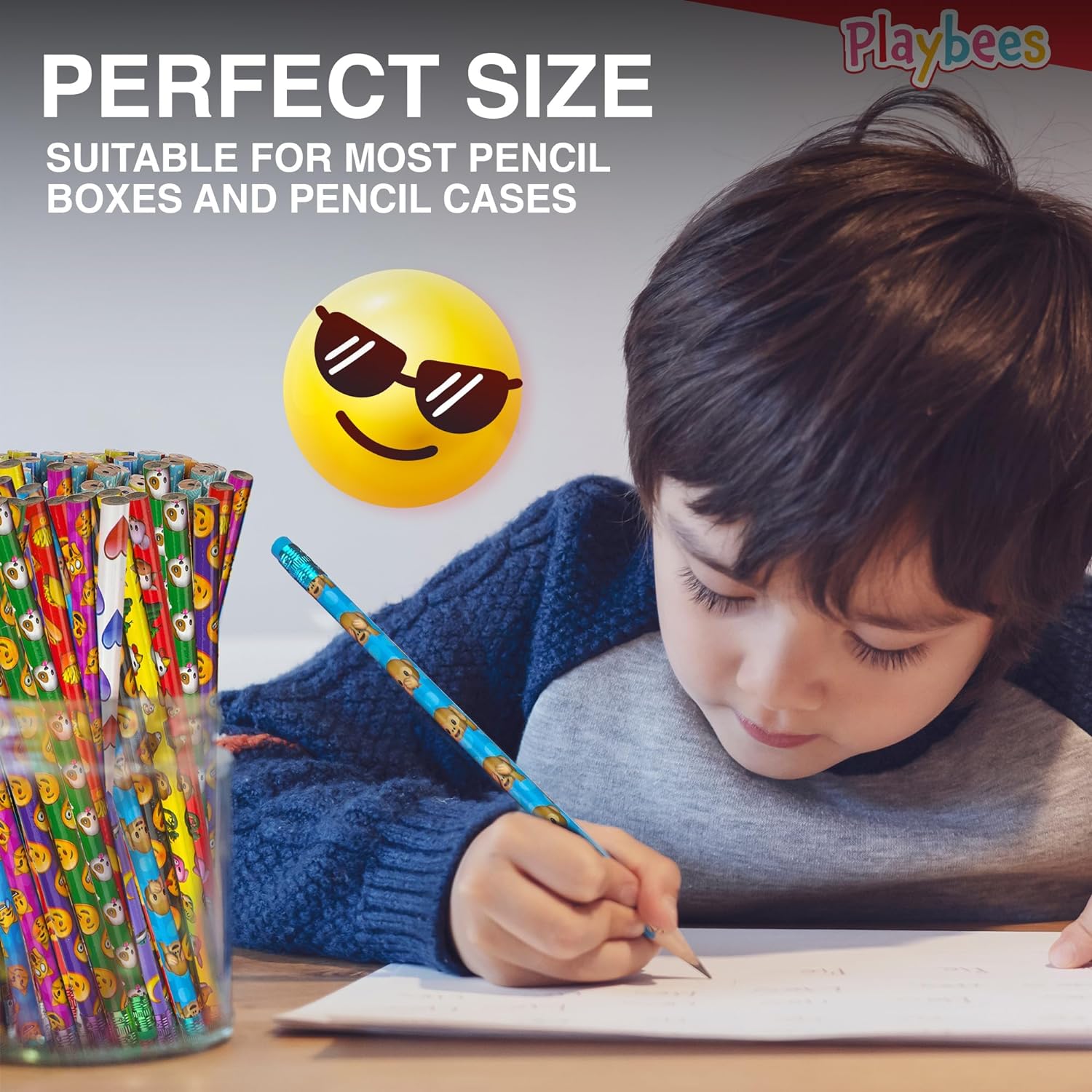 Emoticon Pencils - 144 Pack - Fun & Vibrant Writing Tools with Erasers - Assorted Emoticon Designs