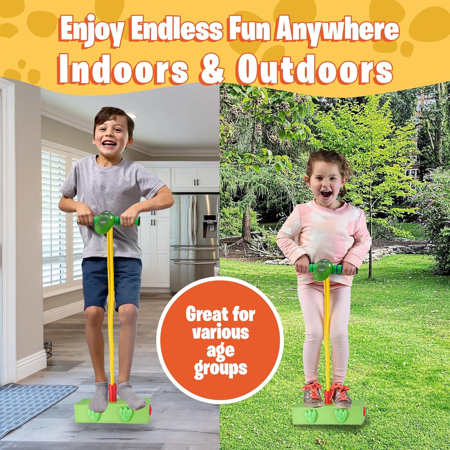 T-Rex Foam Pogo Stick - Jumper for Kids 3-7 Years - Dinosaur Themed Bungee Pogo Stick