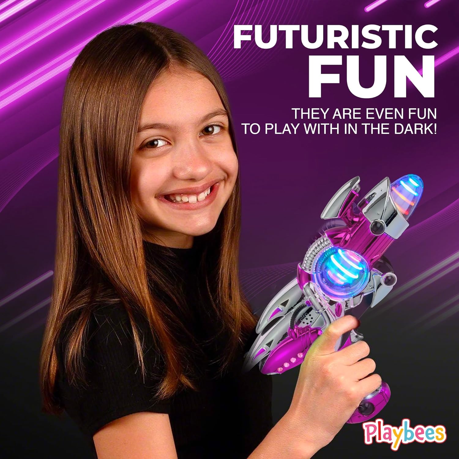 Light-Up Noise Blaster - Pink - 11.5 Inches - Super Spinning Space Sound Effects