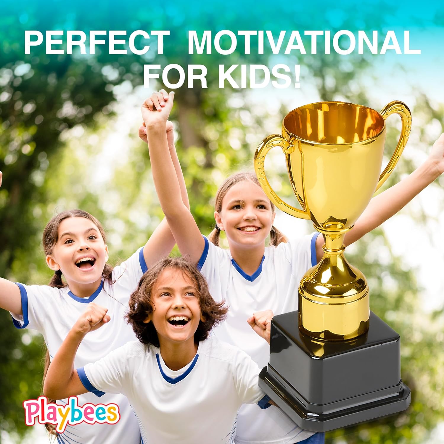 Fun Gold Plastic Trophies - 3 Pack - 7 Inch - Award Trophy Cup Set