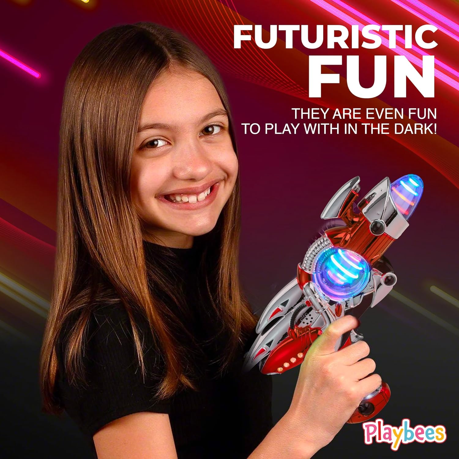 Light-Up Noise Blaster - Red - 11.5 Inches - Super Spinning Space Sound Effects