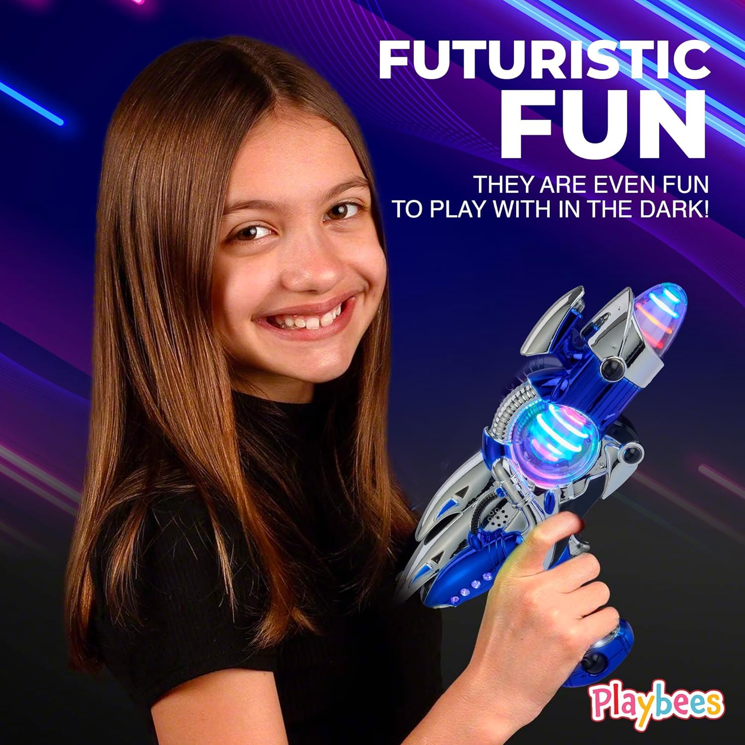 Light-Up Noise Blaster - Blue - 11.5 Inches - Super Spinning Space Sound Effects