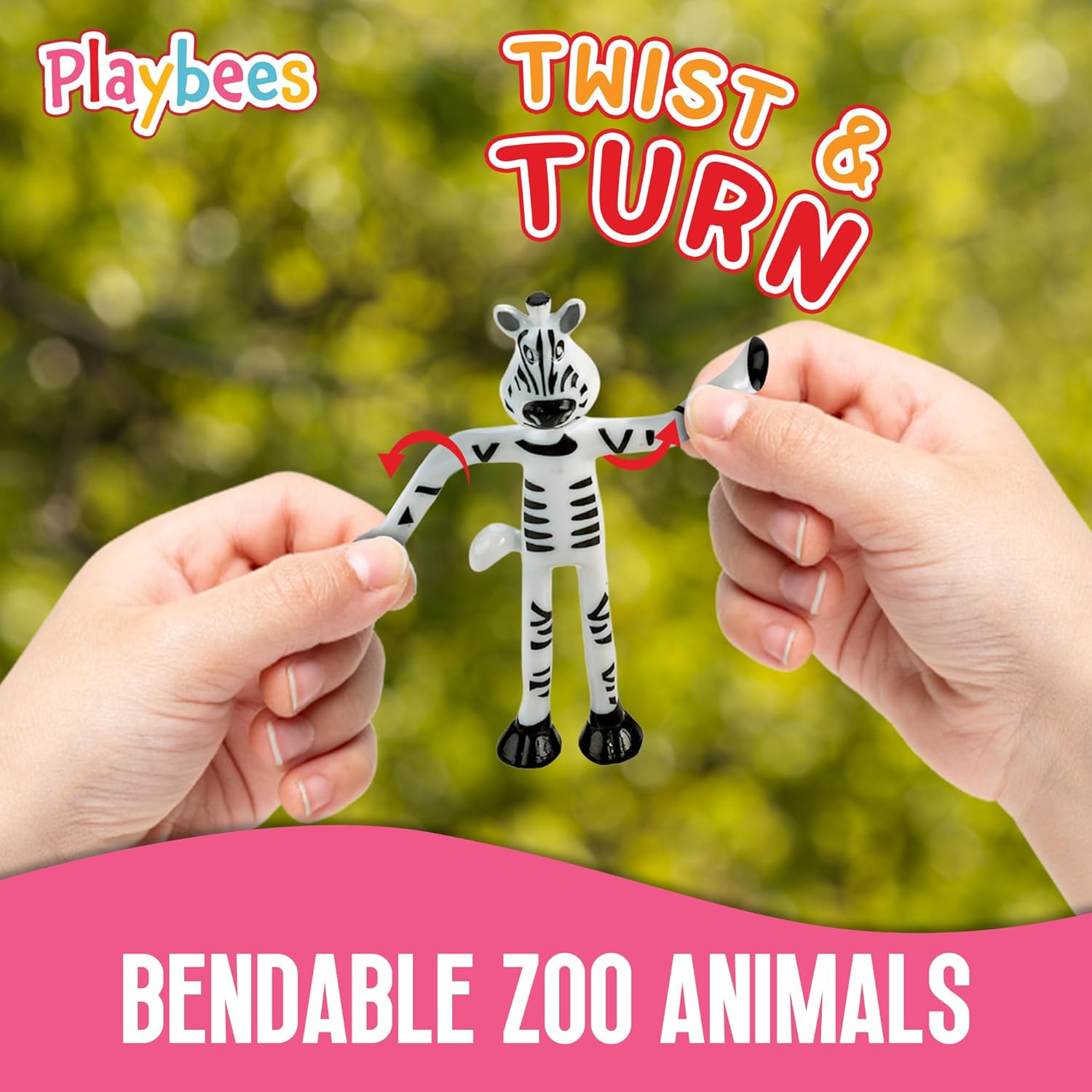 Bendable Zoo Animal Toys - 24 Pack - Durable Plastic Jungle Animals Figures - Engaging & Bendable Toys