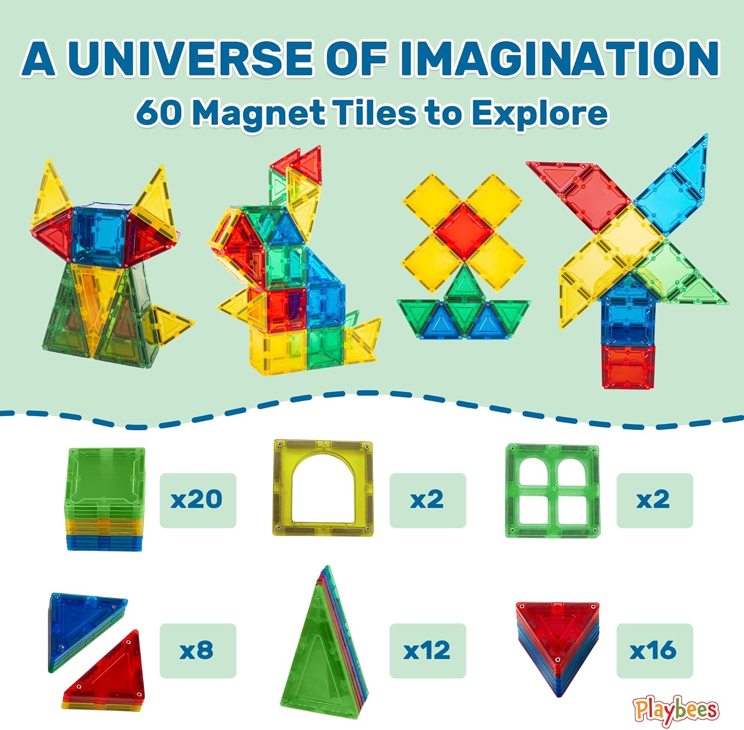 Magnet Building Tiles 60 Pc Set