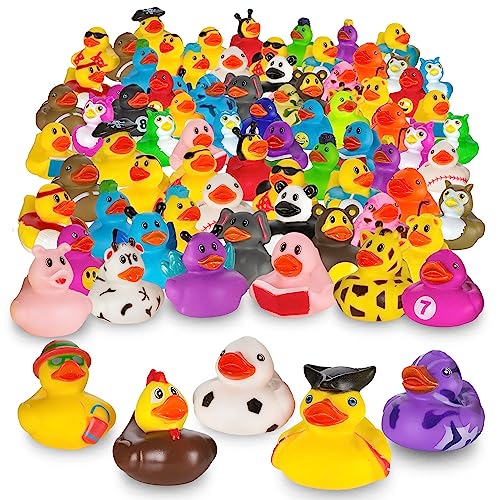 Assortment Rubber Duck Toy Duckies for Kids - 25 Pack- Perfect for Sensory Play, Stocking Stuffers, and More