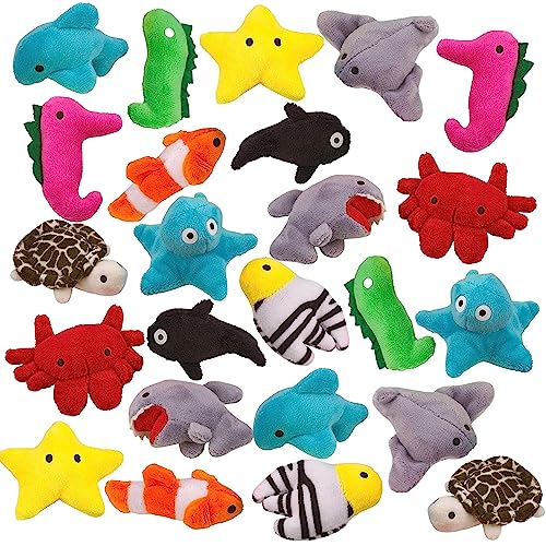 Assorted Sea-Life Plush Toys - 24 Pack - 3 Inch Soft & Cuddly Stuffed Animals