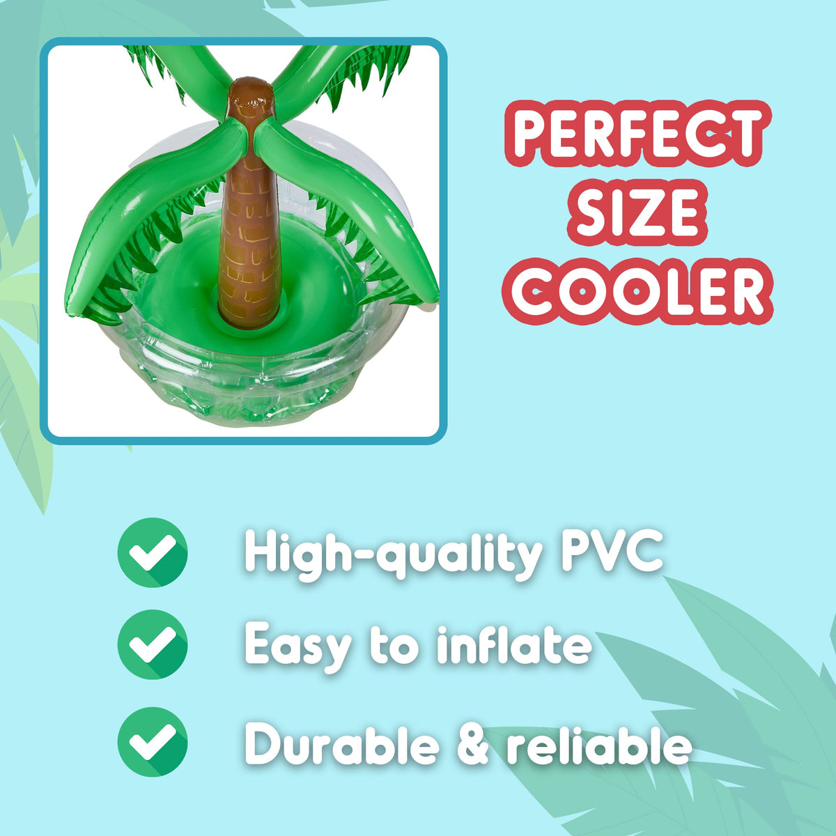 Inflatable Palm Tree Cooler 28" - Blow Up Palm Tree Party Cooler, Luau Hawaiian Beach Theme, Summer Swimming Pool Outdoor Party Decorations