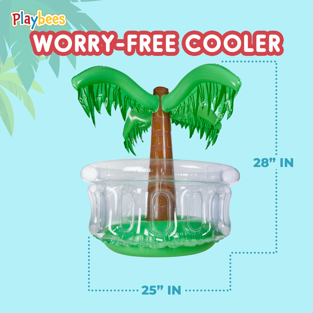 Inflatable Palm Tree Cooler 28" - Blow Up Palm Tree Party Cooler, Luau Hawaiian Beach Theme, Summer Swimming Pool Outdoor Party Decorations