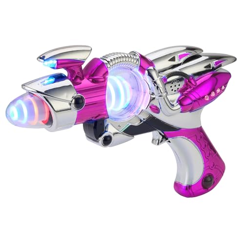 Light-Up Noise Blaster - Pink - 11.5 Inches - Super Spinning Space Sound Effects