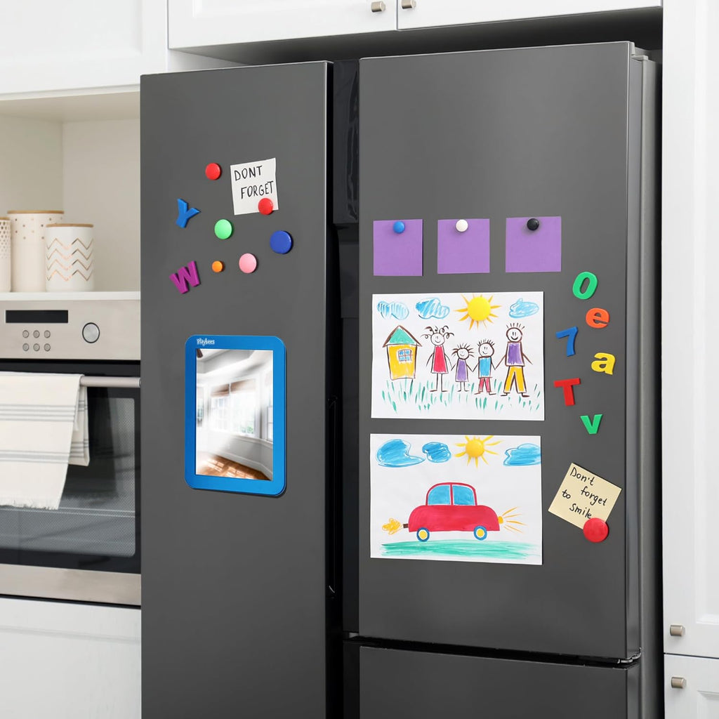 Magnetic Locker Mirror - 5" x 7" Blue -  Ideal for School Locker, Refrigerator, and Home Use