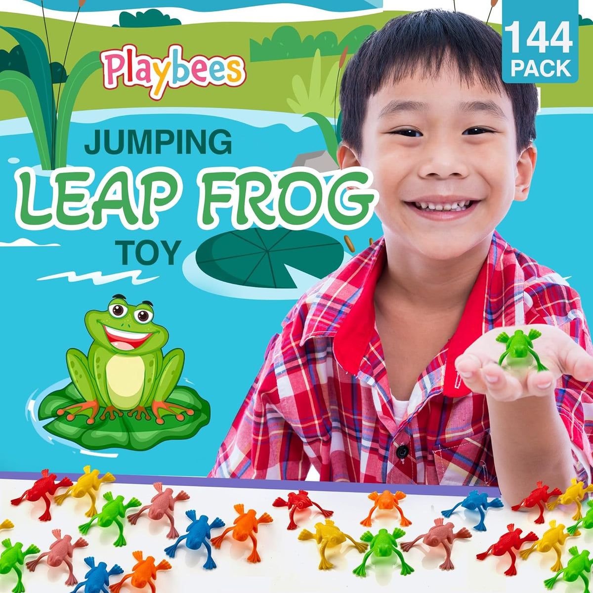 Mega Pack of Jump n Leap Frog Toys - 144 Pack - 2 Inch - Assorted Colors Exciting Jumping Plastic Frogs