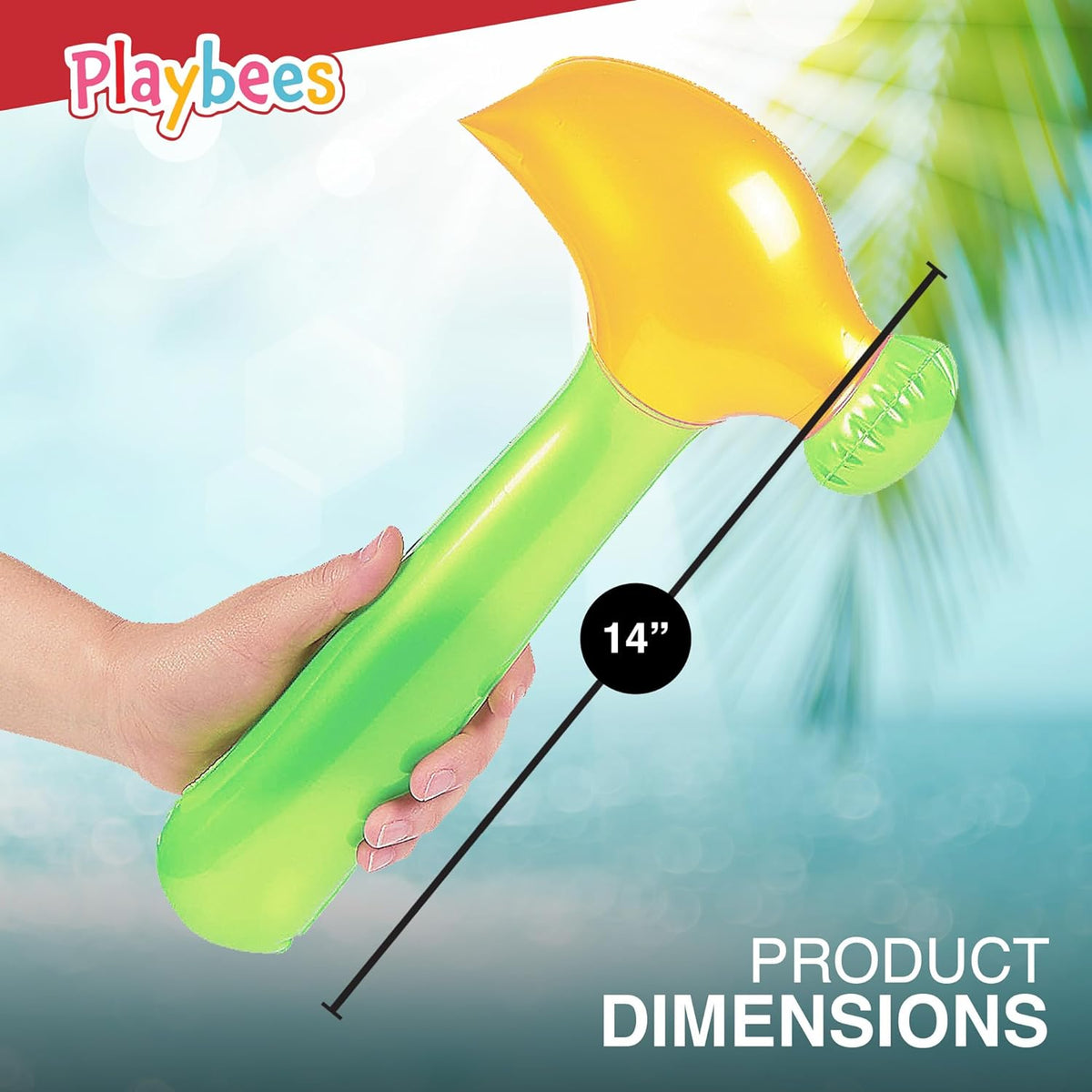 Multi-Colored Inflatable Hammer 14 Inch - 12 Pack - Assorted Neon Mallets - Perfect for Backdrops, Decor, Party Favors
