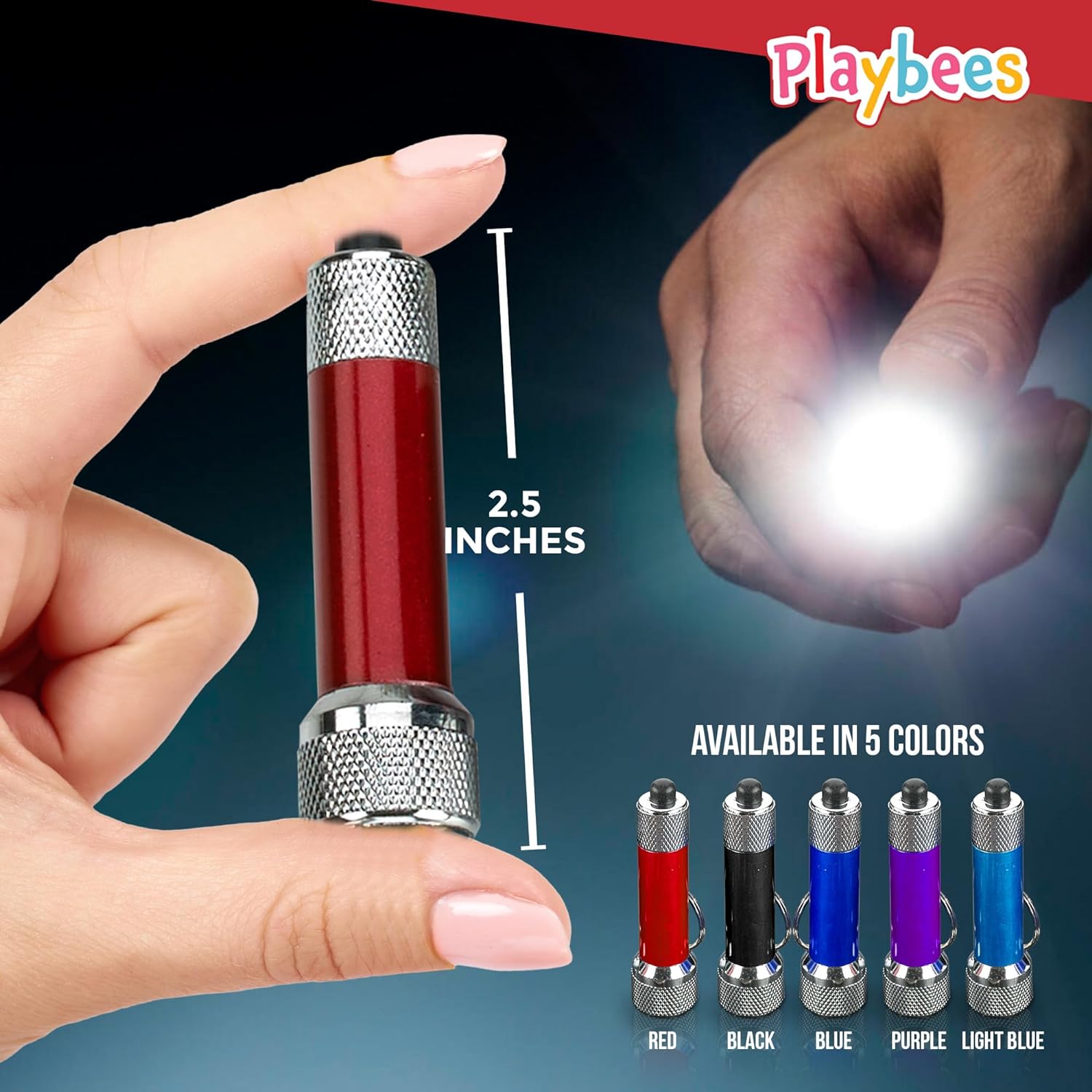 Mini LED Flashlight Keychains - 24Pack - 2.5 Inch in Vibrant Colors, Portable Plastic Mini Torch - 5-Bulb