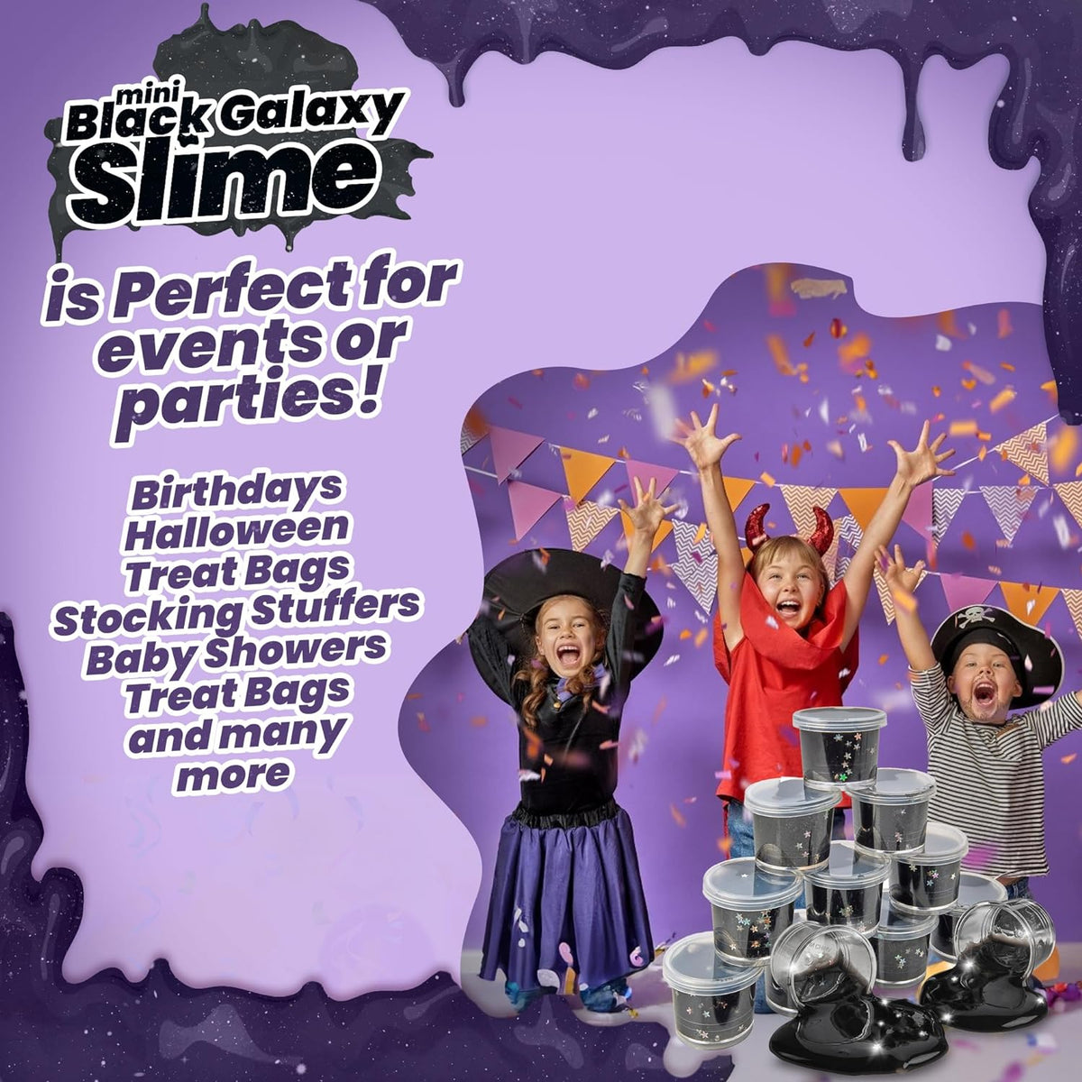 Black Nebula Slime - 48 Pack - Galaxy Star Slime Party Favors