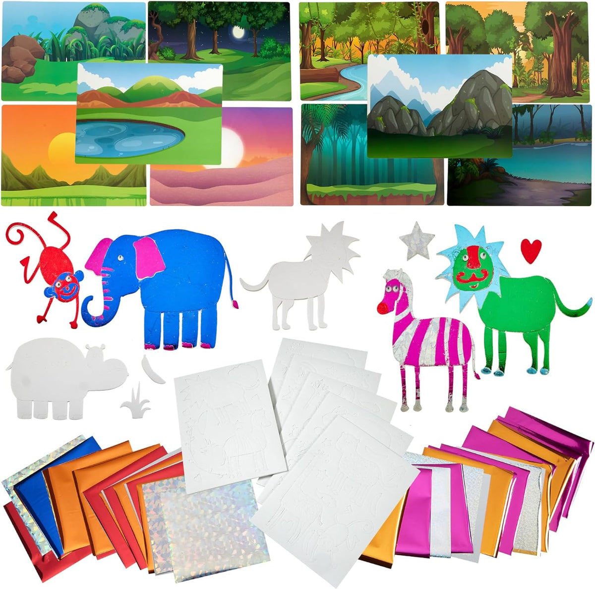 Foil Fun Animals Mega Pack - Preschool Arts and Crafts Kit for Kids -  for kids aged 4 to 9