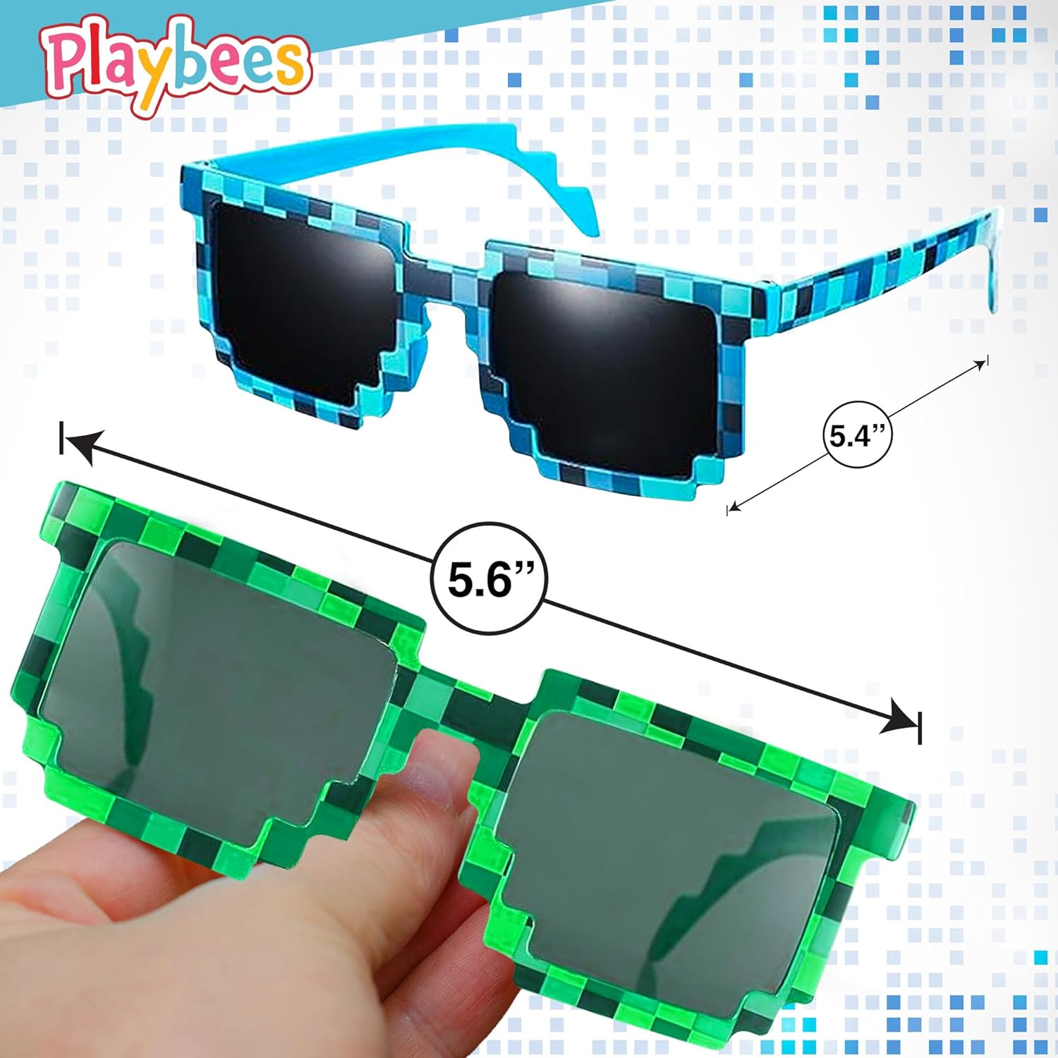 Pixel Sunglasses - 12 Pack - Robot Eye-wears - Pixelated Graphics Frames - UV Protected and Durable