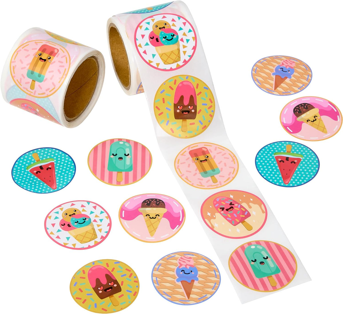 Ice Cream Parlor Stickers for Kids - 200 Pack of Sweets Themed Designs