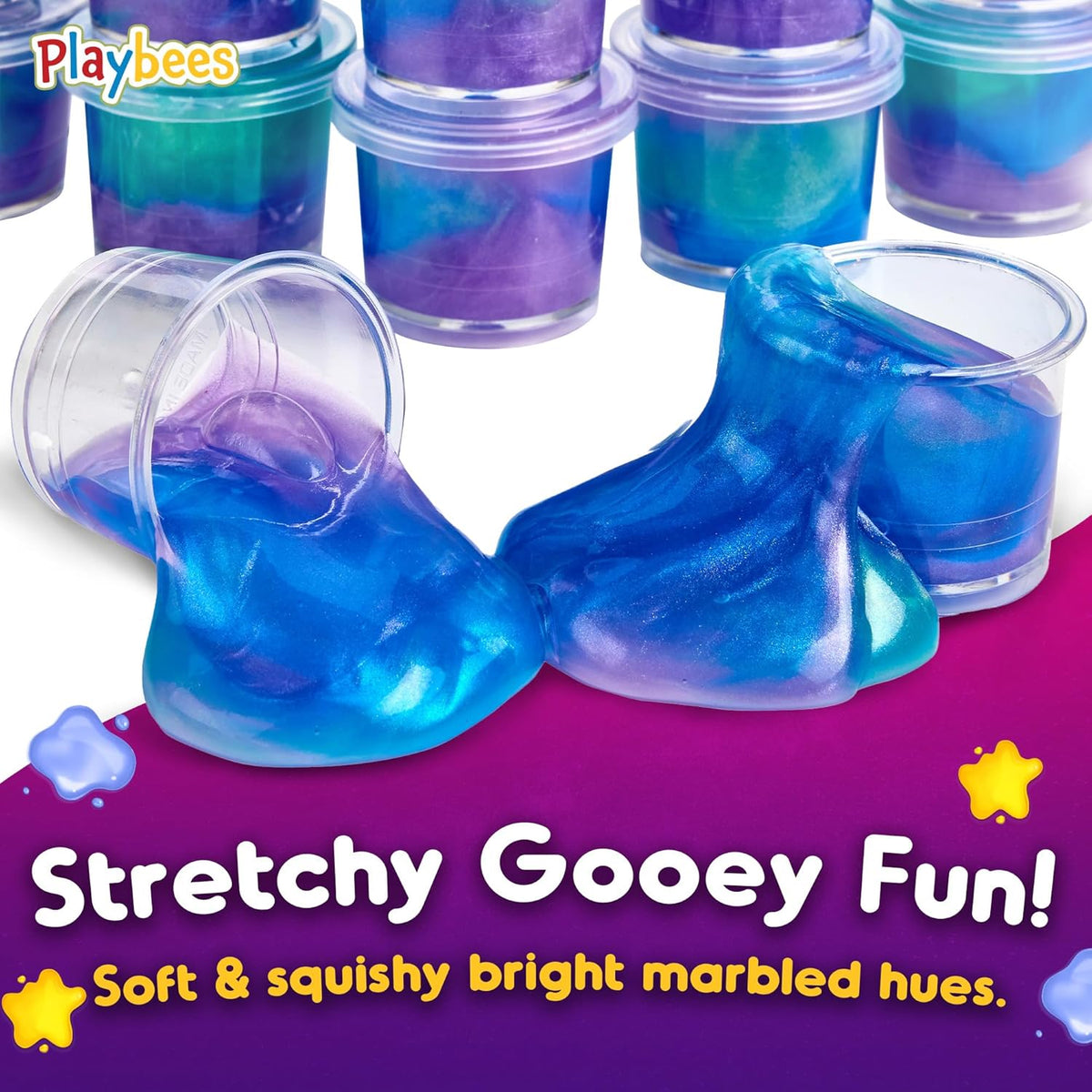 Mini Galaxy Slime - 24 Pack - Marbled Unicorn Slime Party Favors - Rainbow Colors, Ages 3+