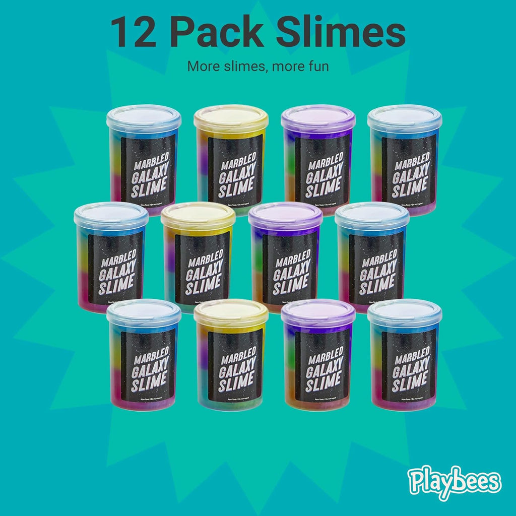 Marbled Galaxy Slime - 12 Pack - Cosmic Galaxy Gooey Unicorn Fidget Kit