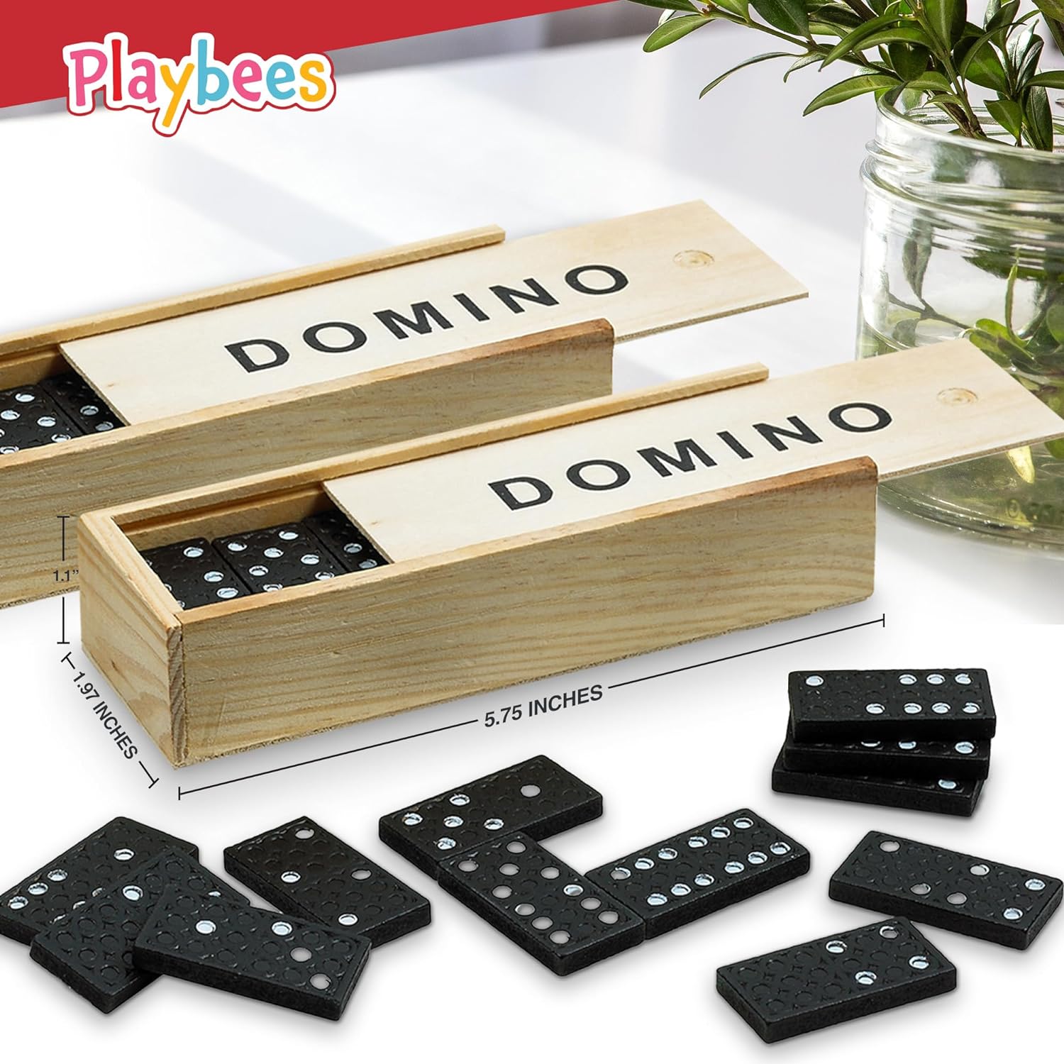 Mini Wooden Dominoes Set - 12 Pack - Classic Double Six Domino Game in a Wooden Case