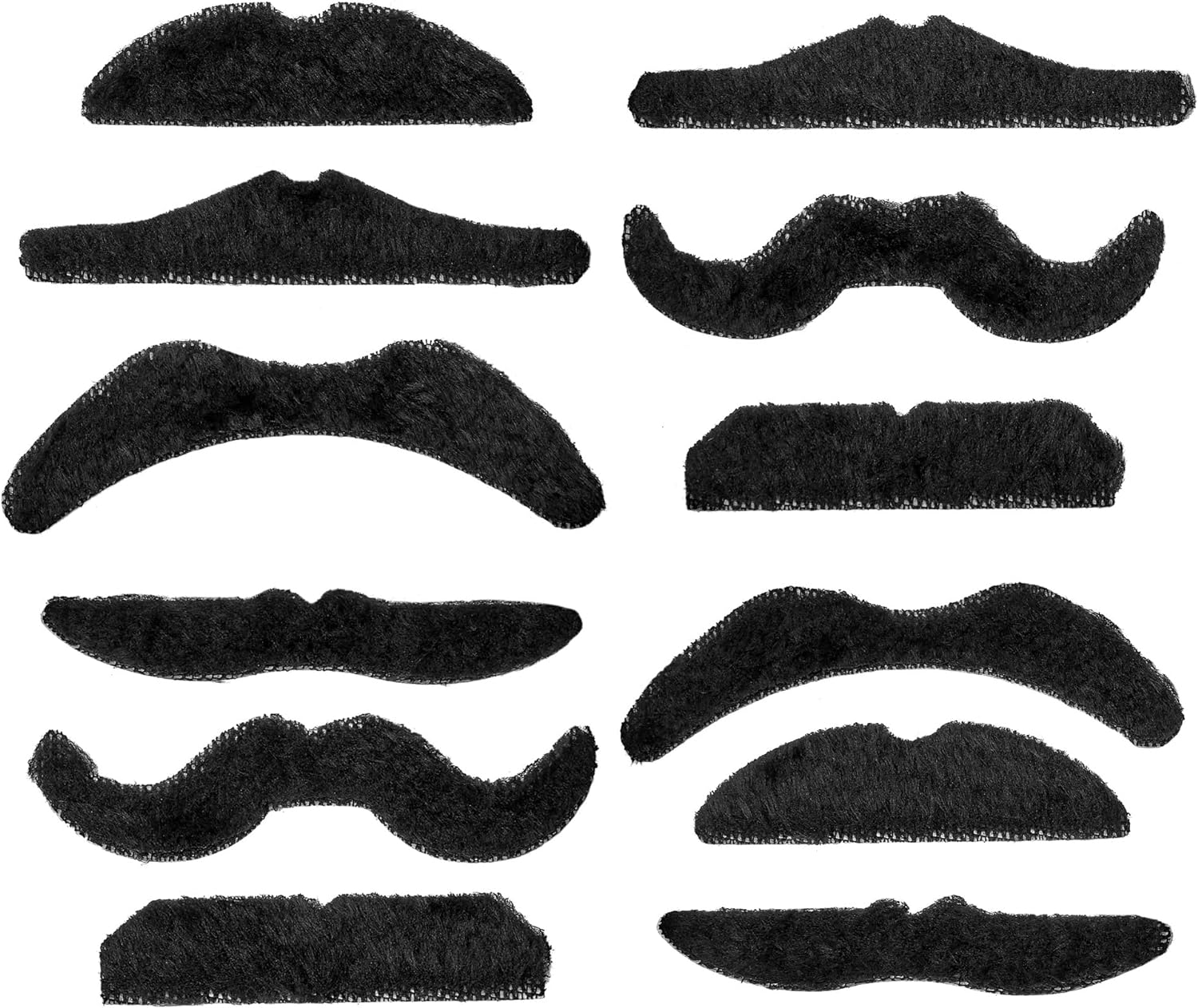 Fake Mustaches Adhesive - Set of 12 - Mustache Costume - Kids Mustache Stick On
