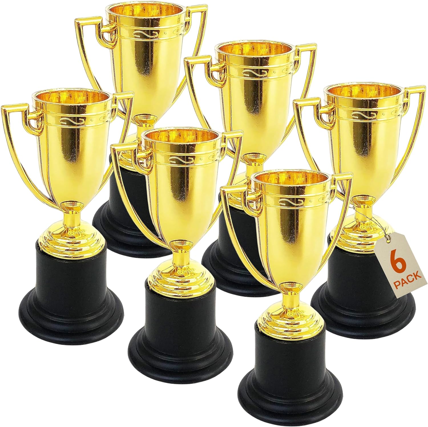 Plastic Golden Cup Trophy for Kids - 6 Pack - 4 Inch Achievement Prize Awards