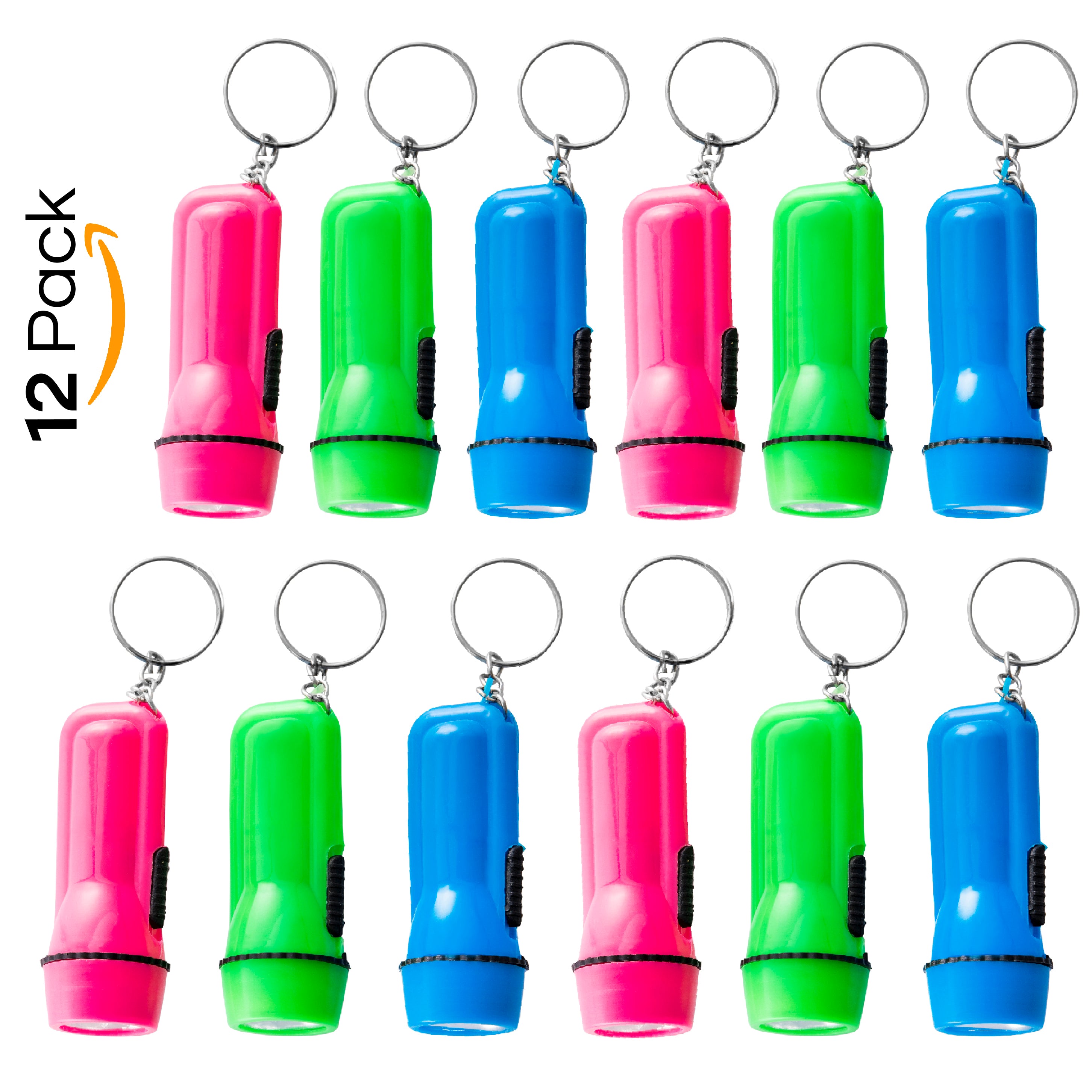 Mini Flashlight Keychain Bulk for Kids 24 Pieces Assorted Colors Plastic LED Flashlight