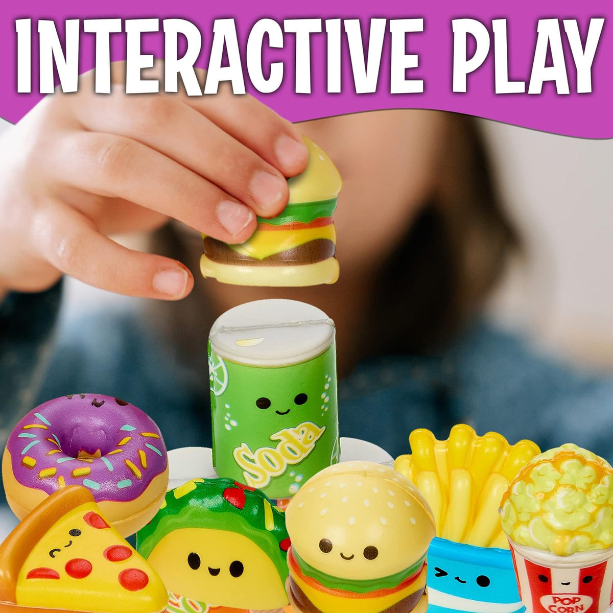 Mini Squish Fast Food Toys - 10 Pack - Assorted Designs Slow-Rise Stress Relief Toys for Kids, Mini Fidget Toys