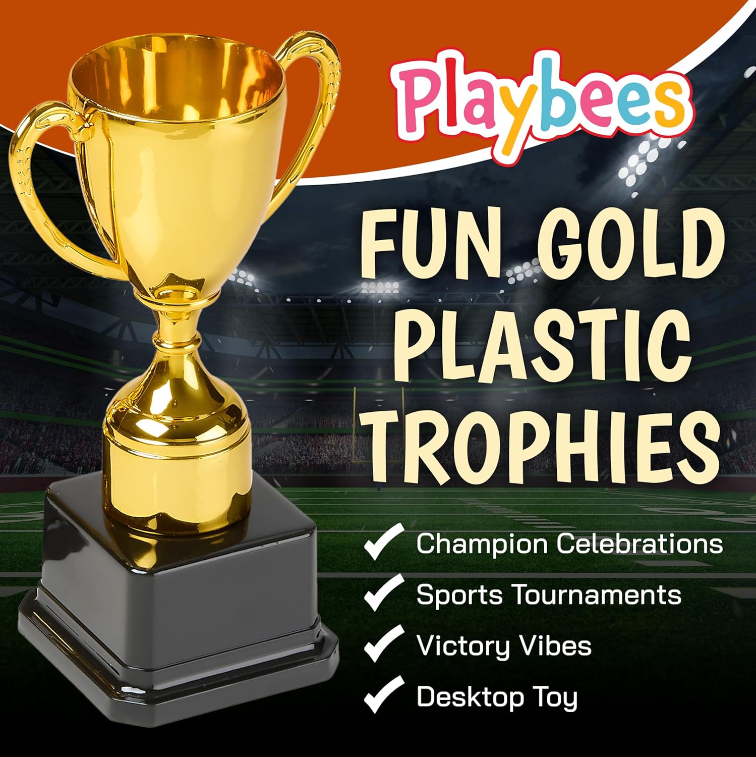 Fun Gold Plastic Trophies - 12 Pack - 7 Inch - Award Trophy Cup Set for Superstar Kids