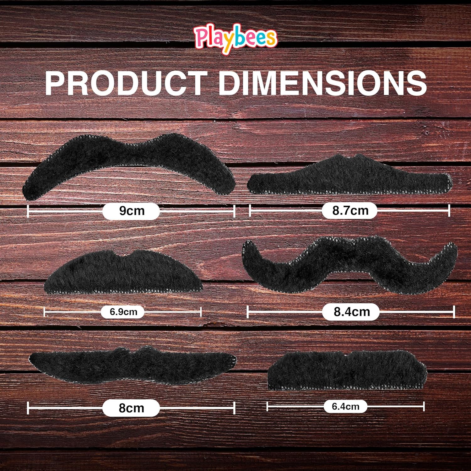 Fake Mustaches Adhesive - Set of 12 - Mustache Costume - Kids Mustache Stick On